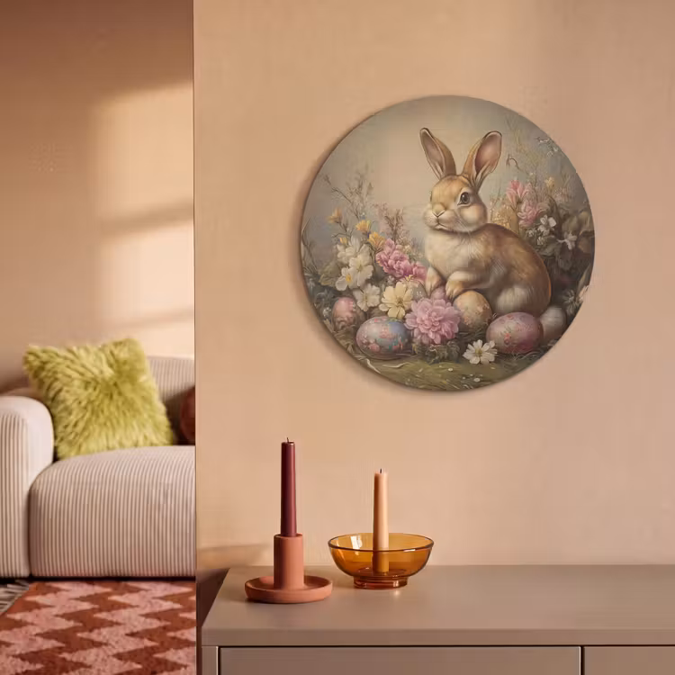 Akoestisch schilderij rond - Haas - Stilleven - Bloemen — 3