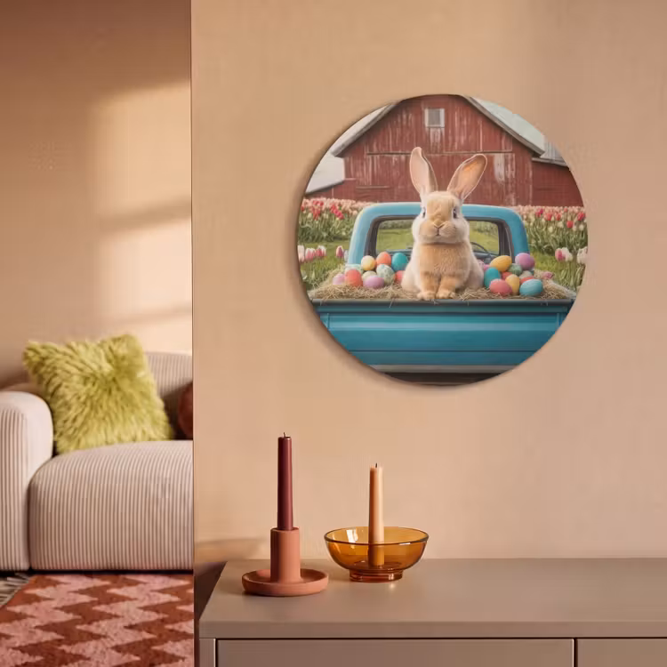 Akoestisch schilderij rond - Konijn - Boerderij - Eieren — 3