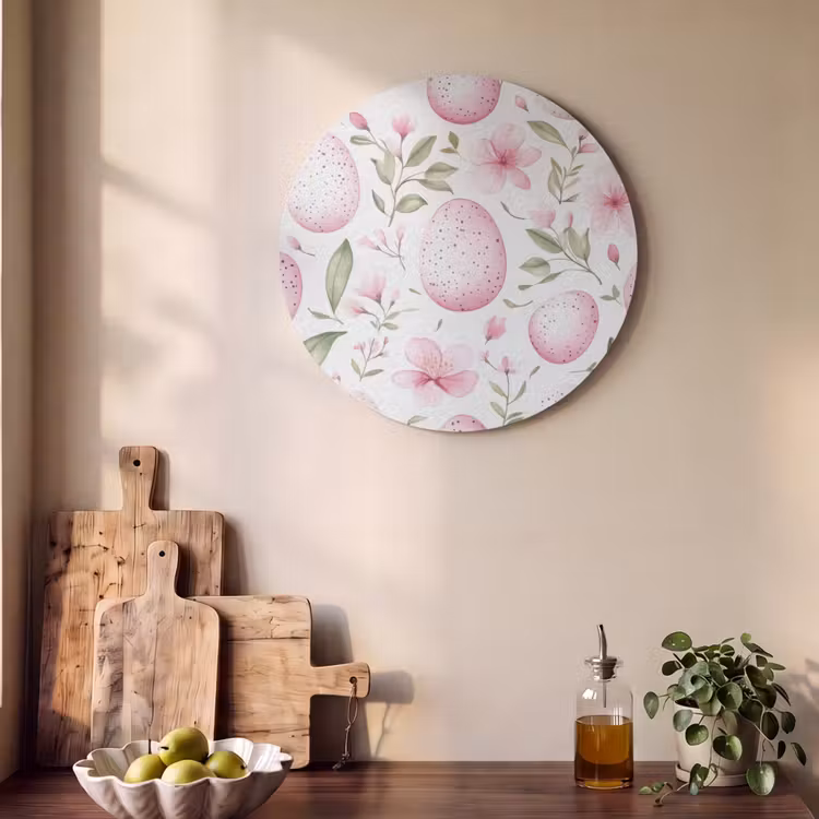 Akoestisch schilderij rond - Patroon - Eieren - Roze - Pasen — 4