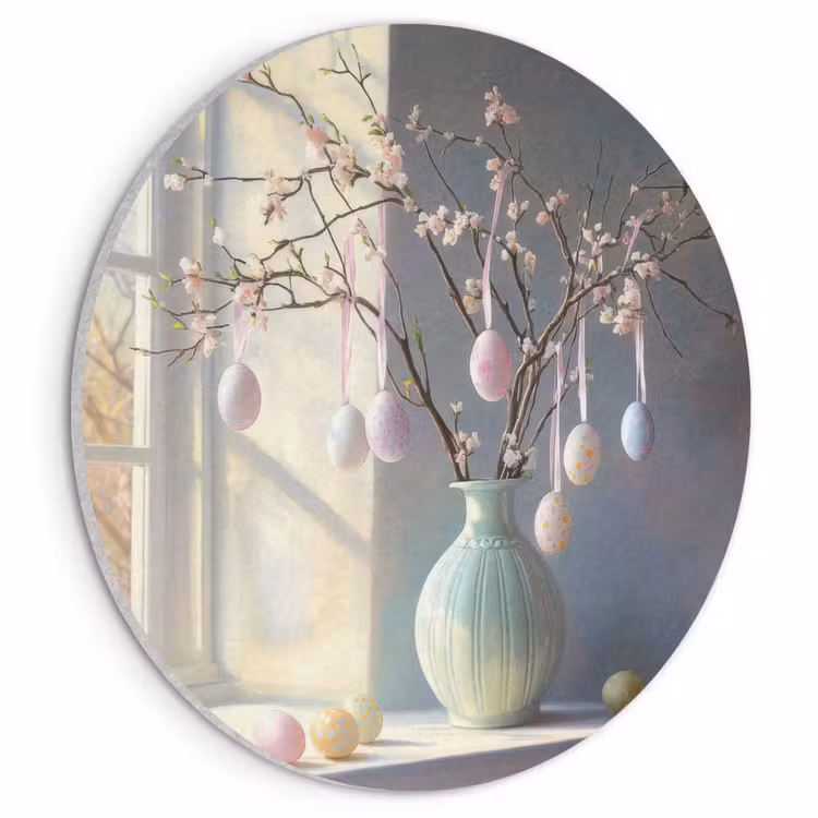 Akoestisch schilderij rond - Stilleven - Vaas - Paastak — 1