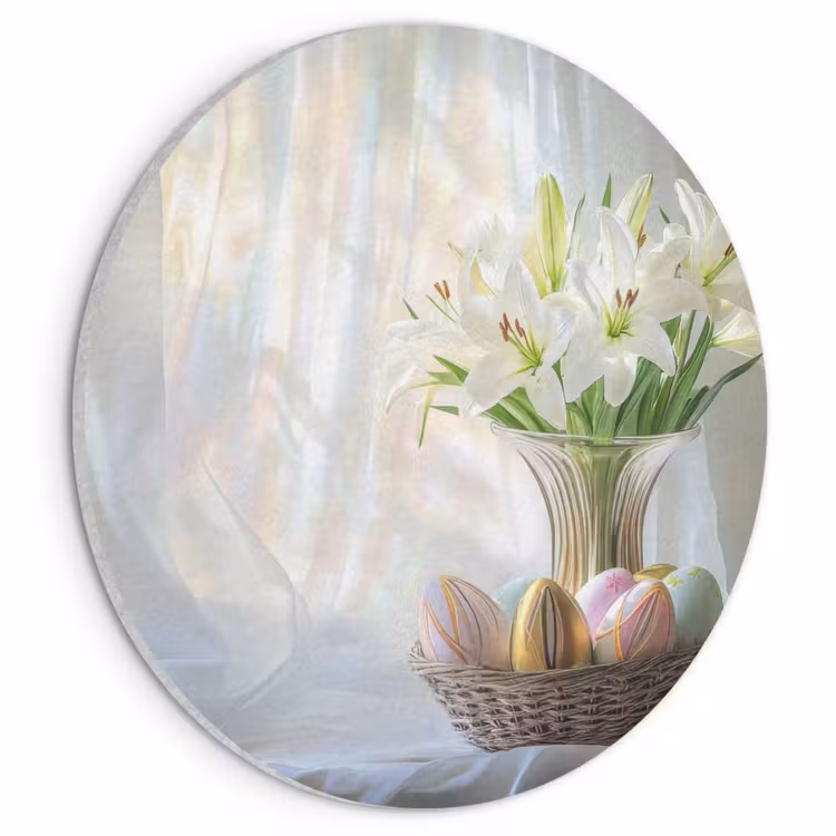 Akoestisch schilderij rond - Vaas - Eieren - Bloemen — 1