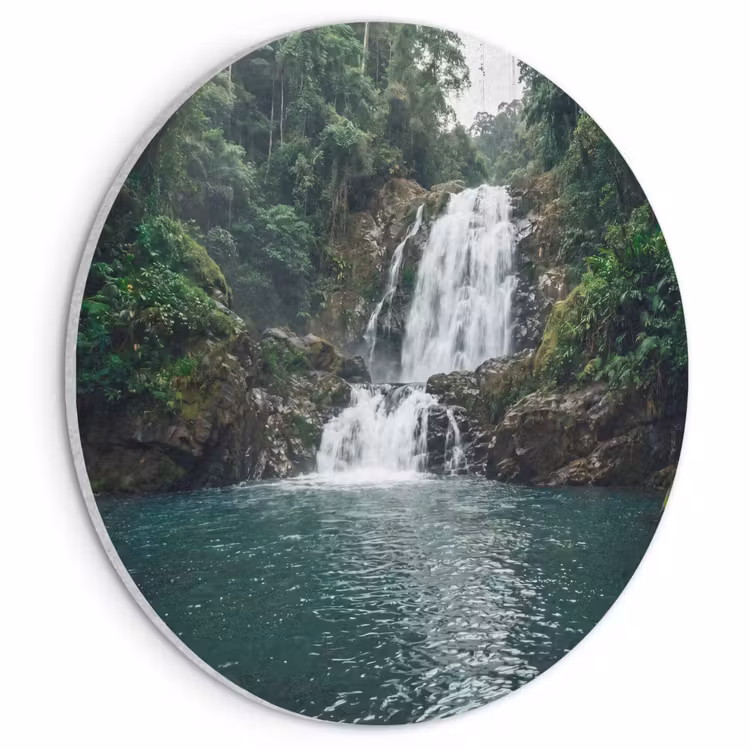 Akoestisch schilderij rond - Waterfall - Forest - Nature - Greenkhgyguyg — 1
