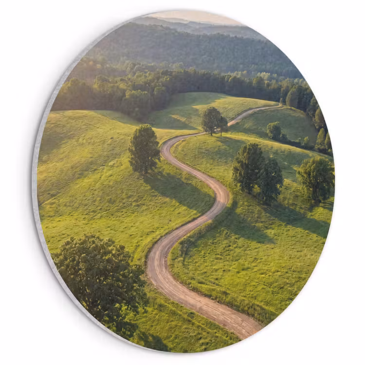 Akoestisch schilderij rond - Weg - Weide - Natuur - Groen — 1