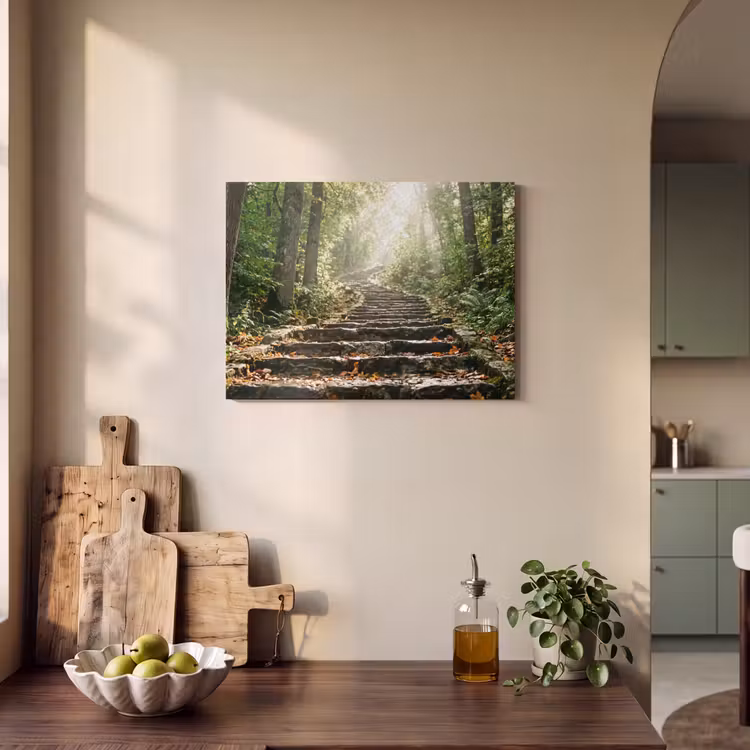 Akoestisch schilderij - Stenen - Trap - Bos - Natuur — 3