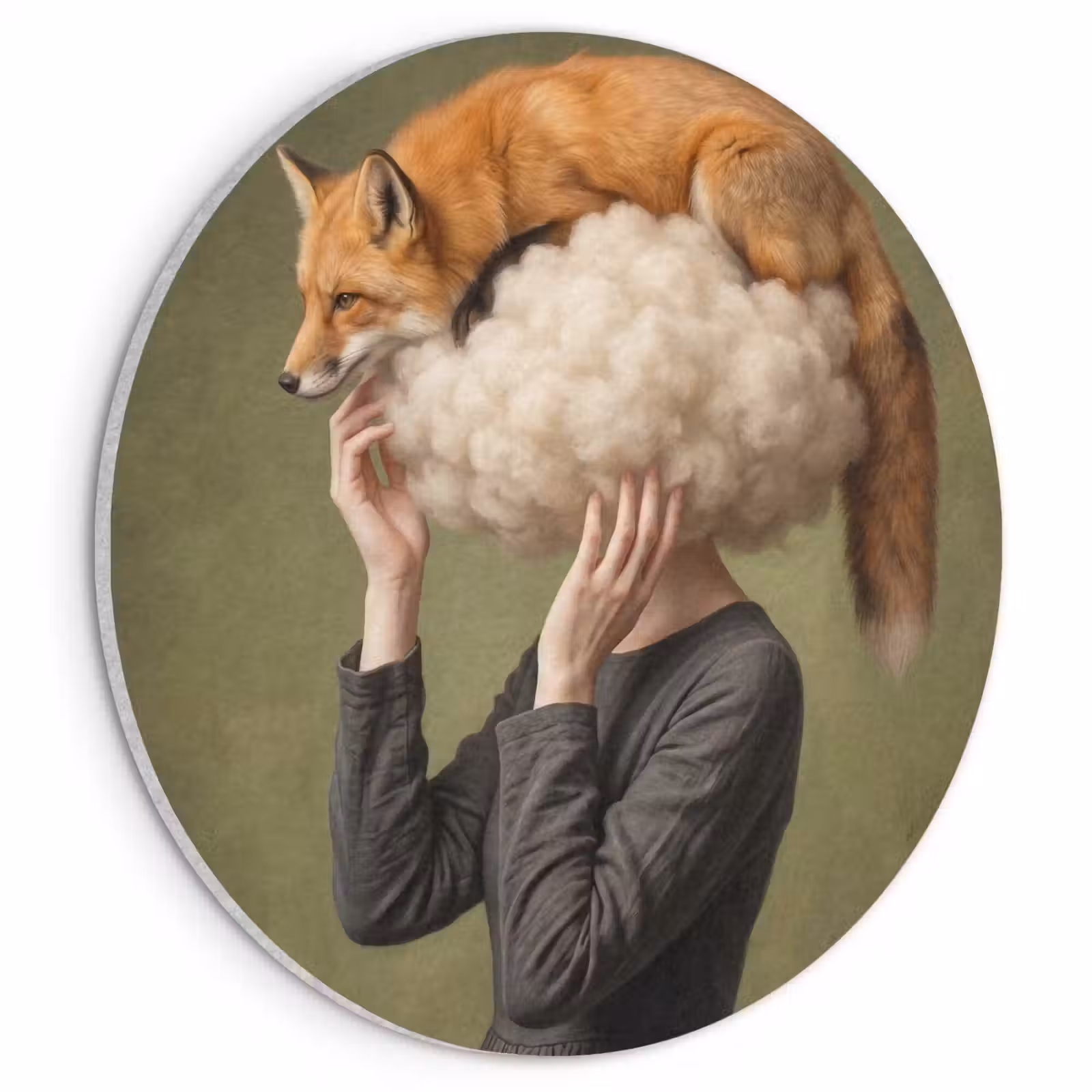 Akoestisch schilderij rond - Vos - Surrealistisch - Groen — 1