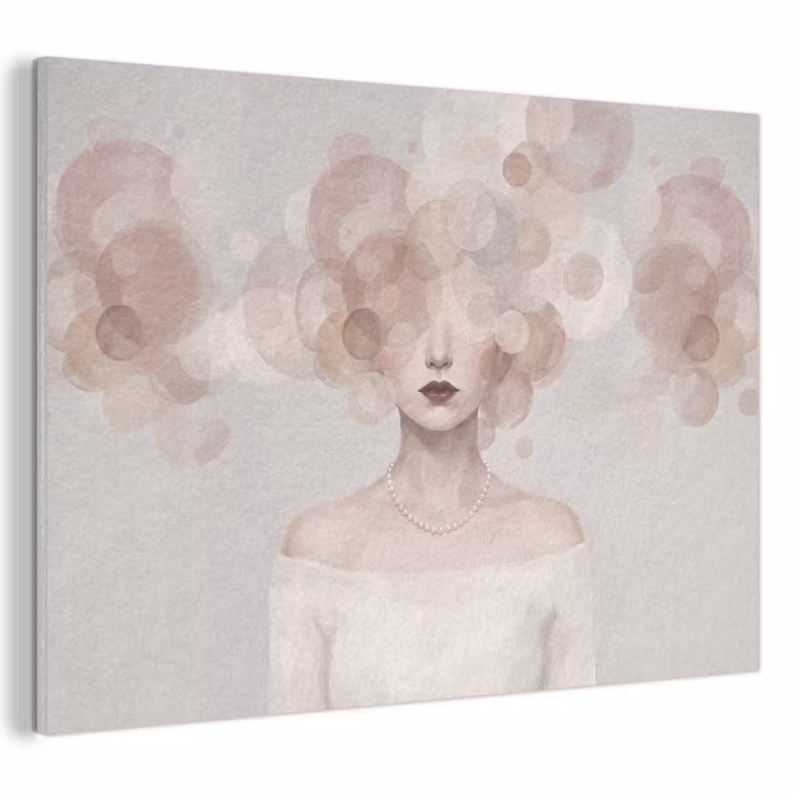 Akoestisch schilderij - Vrouw - Cirkels - Beige — 1