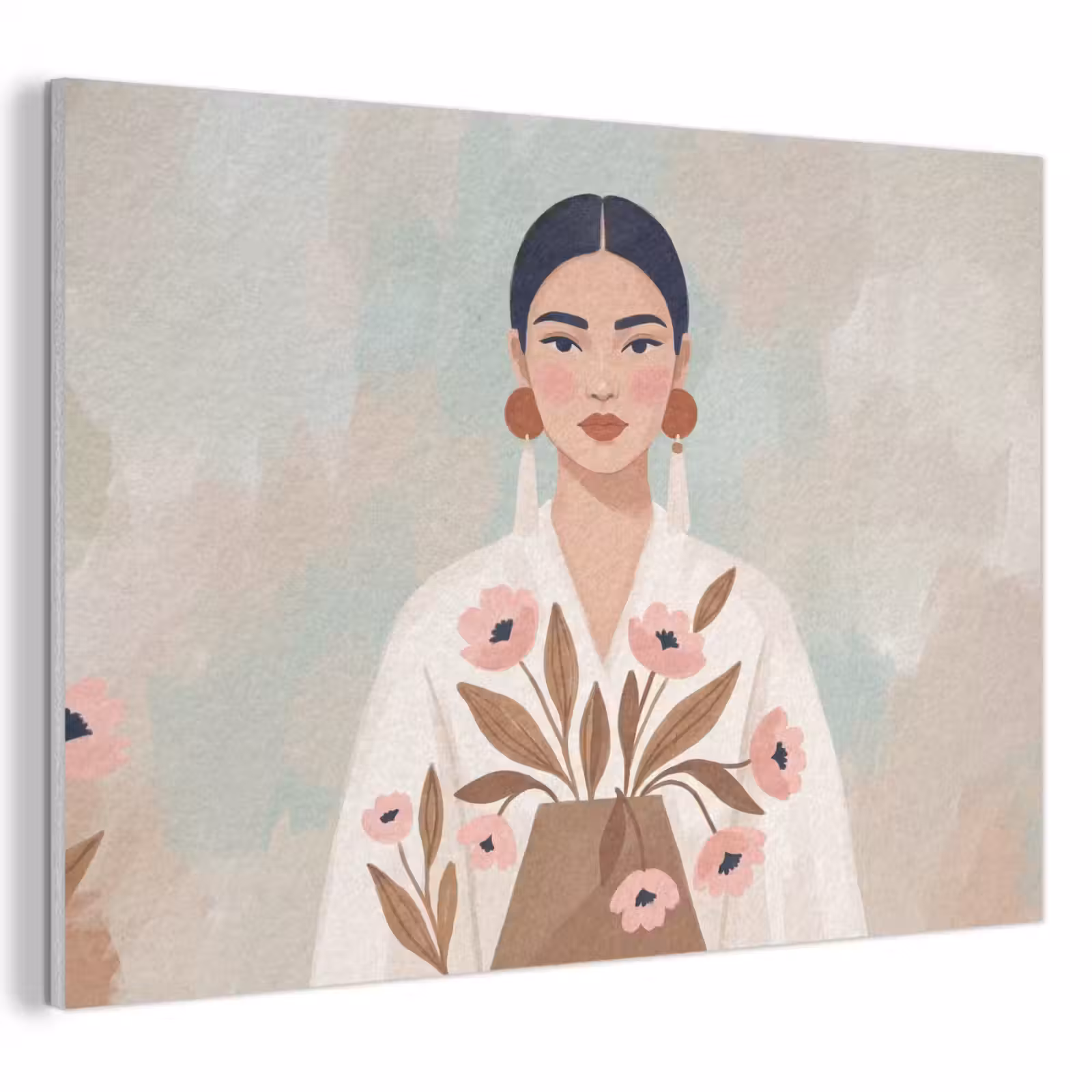 Akoestisch schilderij - Vrouw - Kimono - Pastel — 1