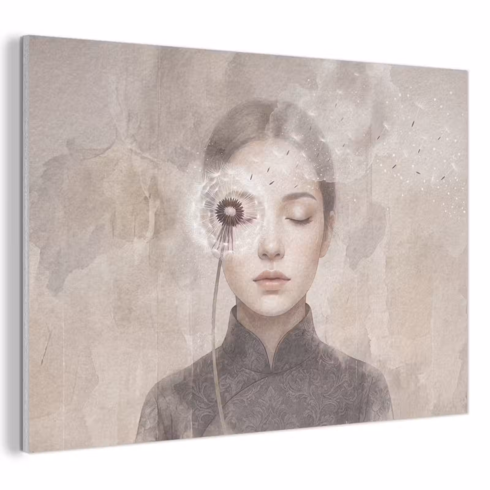 Akoestisch schilderij - Vrouw - Sereen - Grijs — 1