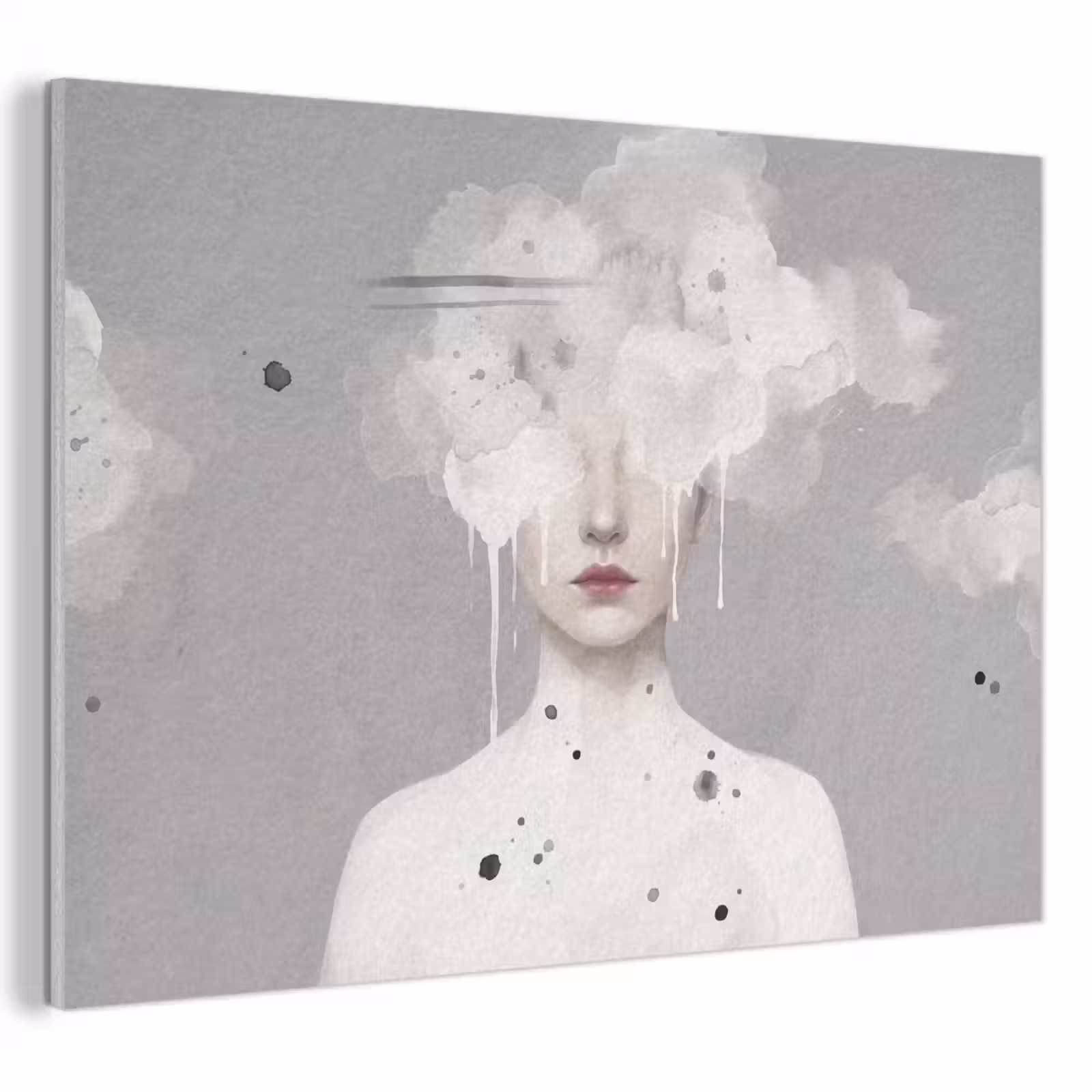 Akoestisch schilderij - Vrouw - Wolk - Grijs — 1