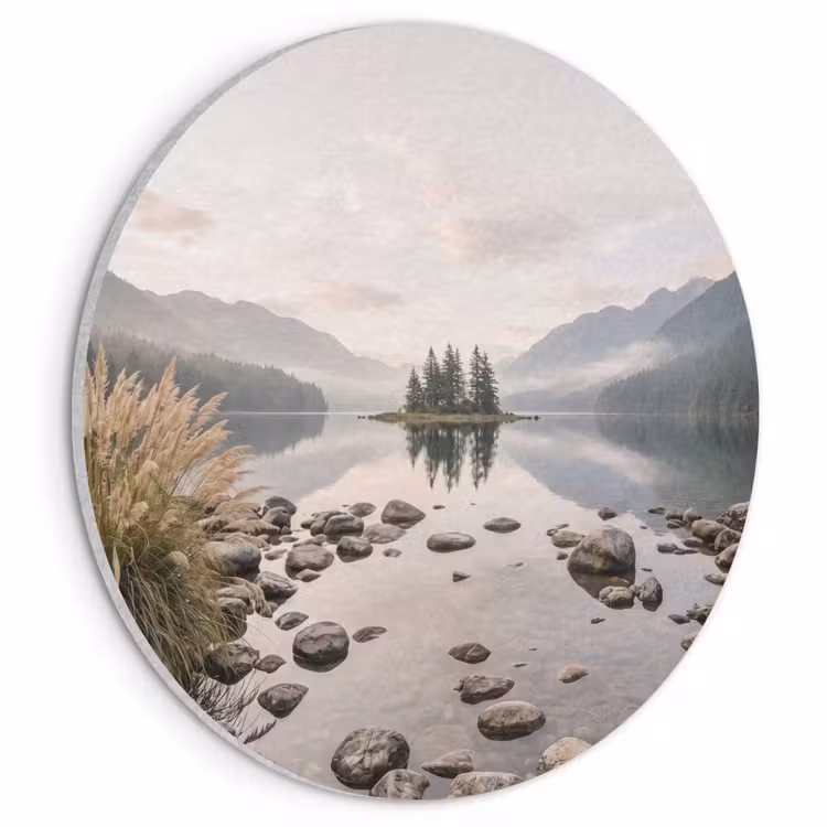 Akoestisch schilderij rond - Meer - Bergen - Landschap - Groen — 1