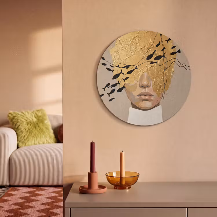 Akoestisch schilderij rond - Modern - Vrouw - Goud — 3