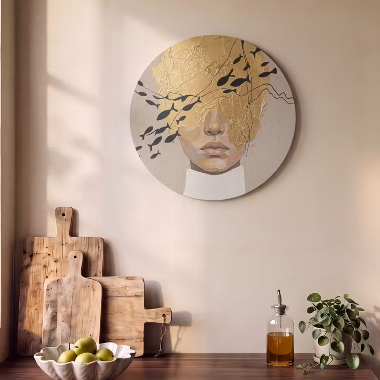 Akoestisch schilderij rond - Modern - Vrouw - Goud — 4