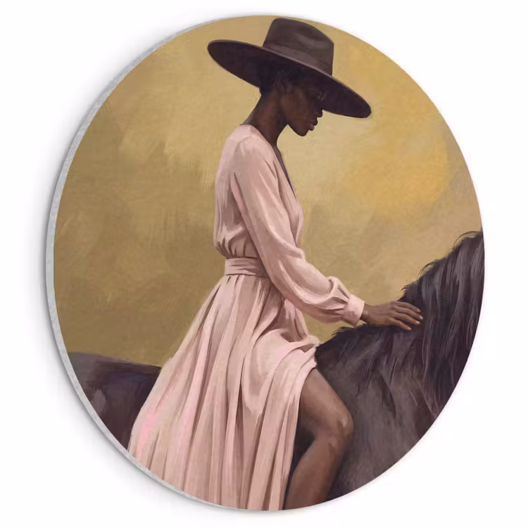 Akoestisch schilderij rond - Paard - Klassiek - Oker — 1
