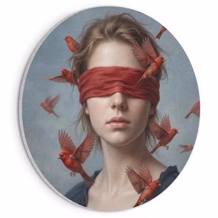 Akoestisch schilderij rond - Portret - Krachtig - Rood — 1