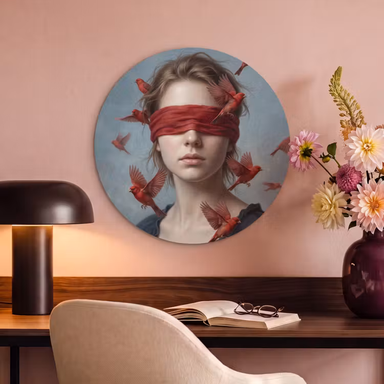 Akoestisch schilderij rond - Portret - Krachtig - Rood — 2