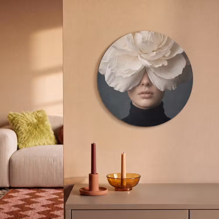 Akoestisch schilderij rond - Portret - Mysterieus - Wit — 3