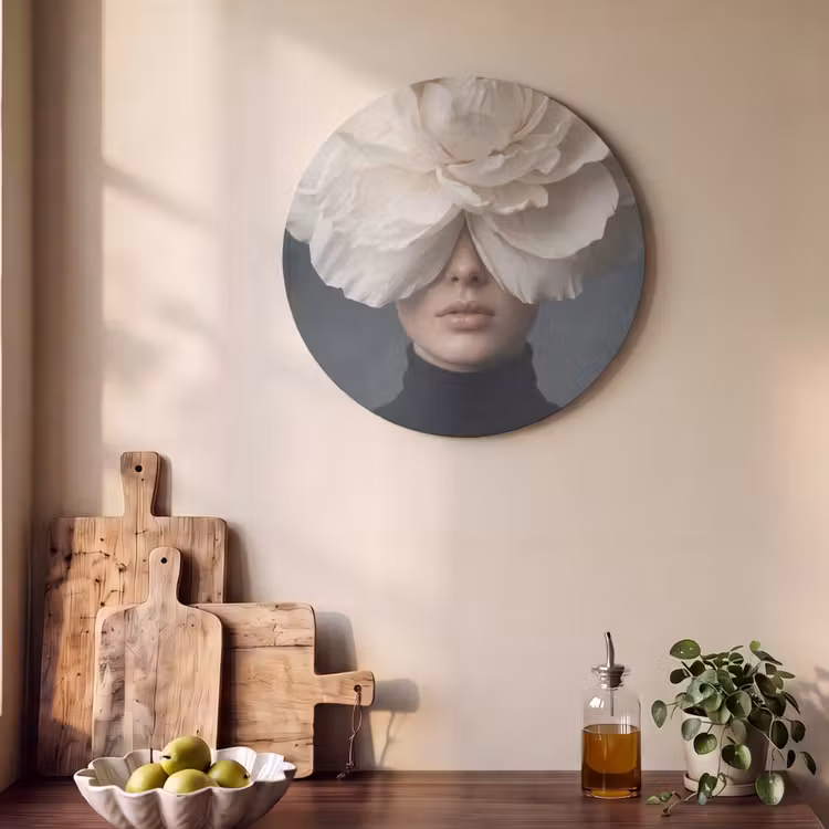 Akoestisch schilderij rond - Portret - Mysterieus - Wit — 4