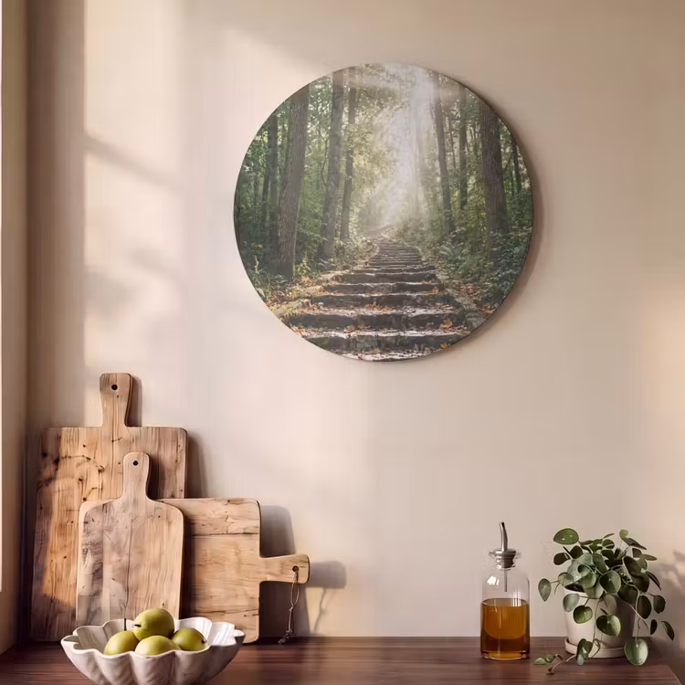 Akoestisch schilderij rond - Stenen - Trap - Bos - Natuur — 4
