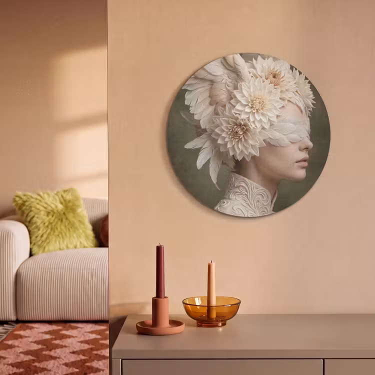 Akoestisch schilderij rond - Vleugels - Vrouw - Wit — 3