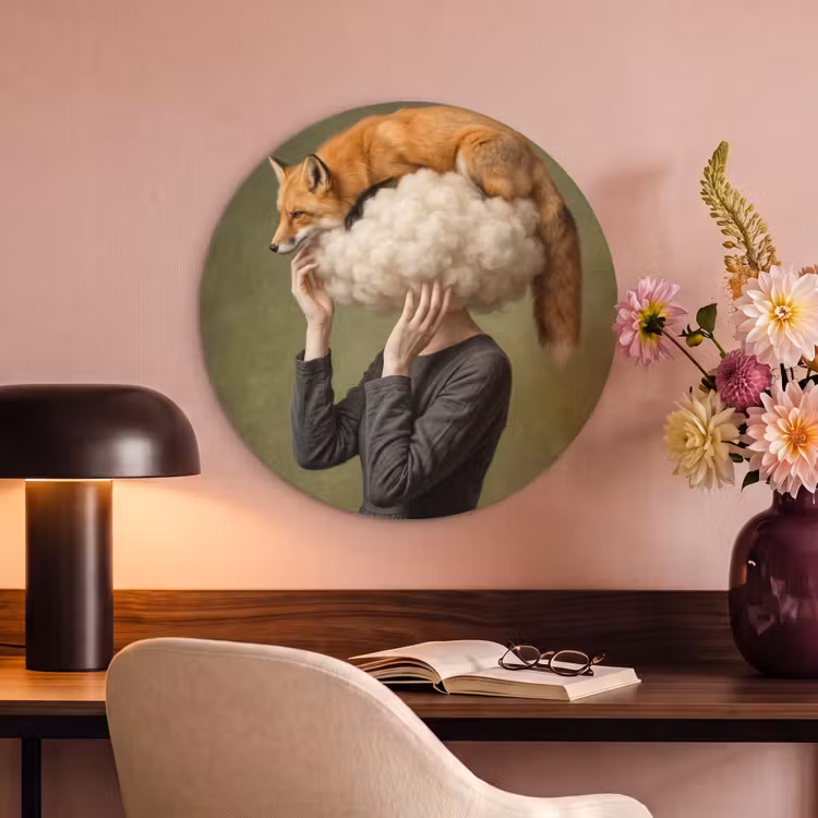 Akoestisch schilderij rond - Vos - Surrealistisch - Groen — 2
