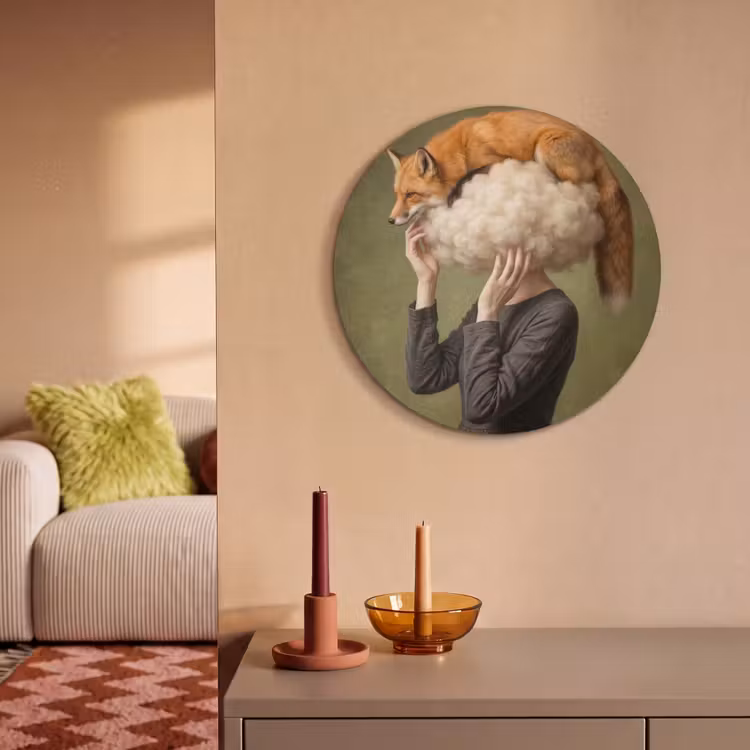 Akoestisch schilderij rond - Vos - Surrealistisch - Groen — 3