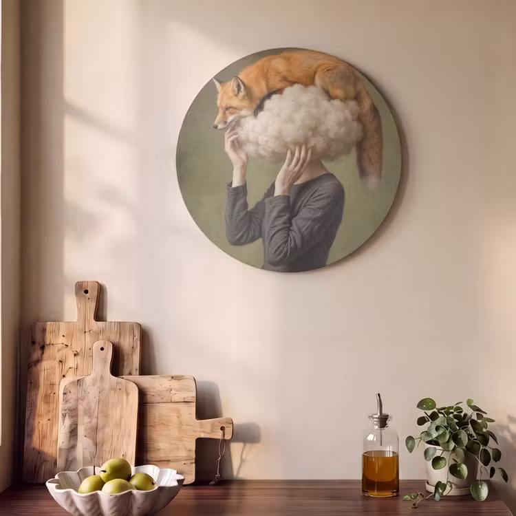 Akoestisch schilderij rond - Vos - Surrealistisch - Groen — 4