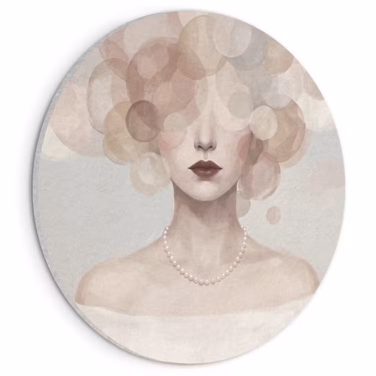Akoestisch schilderij rond - Vrouw - Cirkels - Beige — 1
