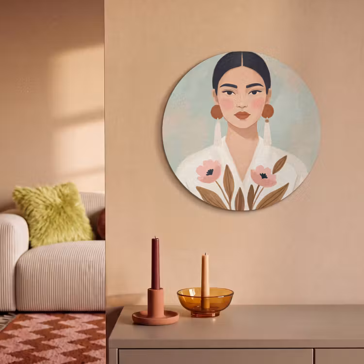 Akoestisch schilderij rond - Vrouw - Kimono - Pastel — 3