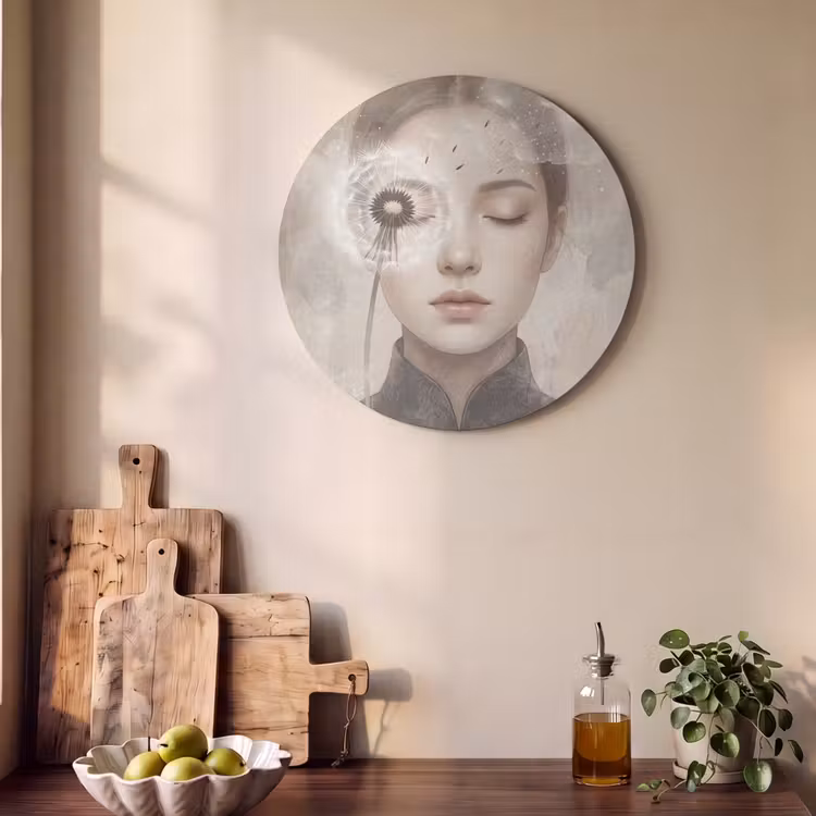 Akoestisch schilderij rond - Vrouw - Sereen - Grijs — 4