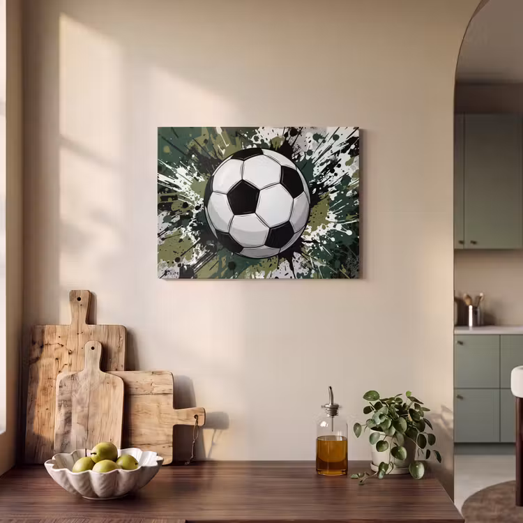 Akoestisch schilderij - Voetbal - Verf - Spetters - Groen — 3