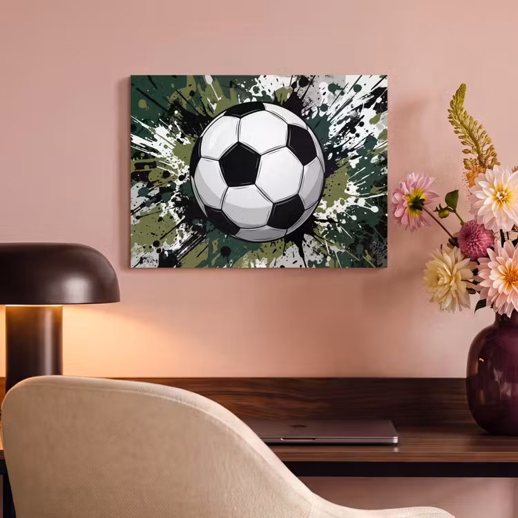 Akoestisch schilderij - Voetbal - Verf - Spetters - Groen — 4