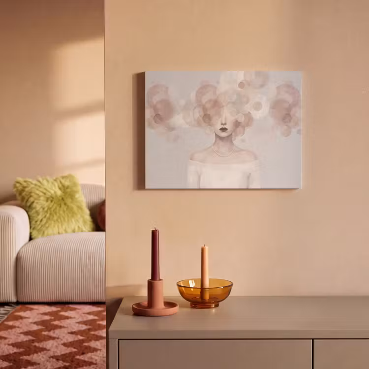 Akoestisch schilderij - Vrouw - Cirkels - Beige — 2