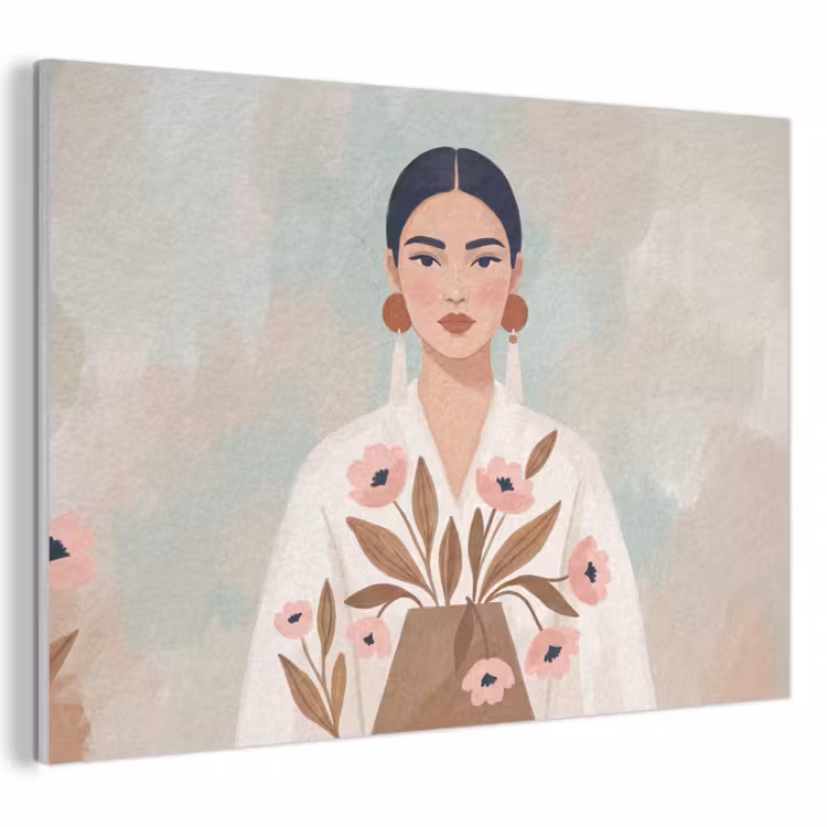 Akoestisch schilderij - Vrouw - Kimono - Pastel — 1