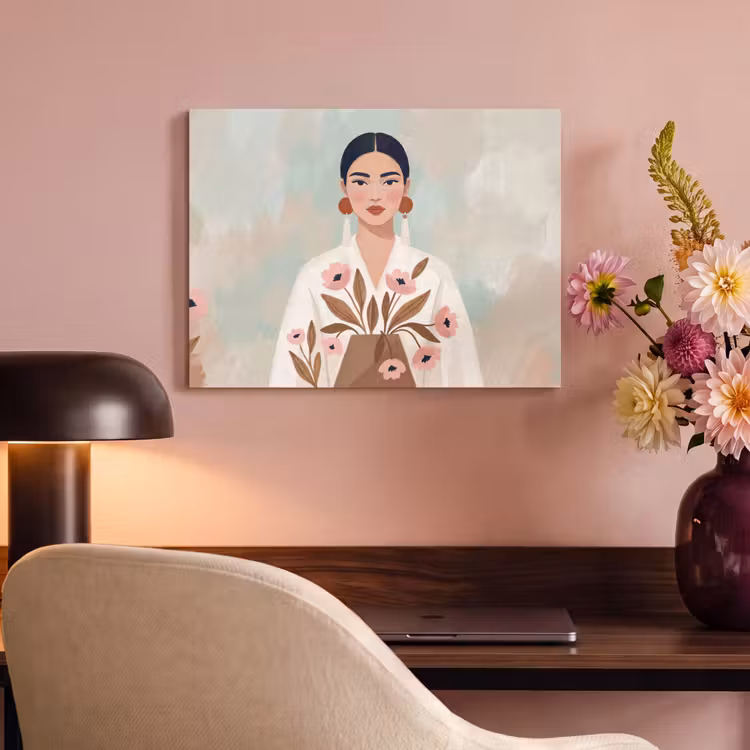 Akoestisch schilderij - Vrouw - Kimono - Pastel — 4