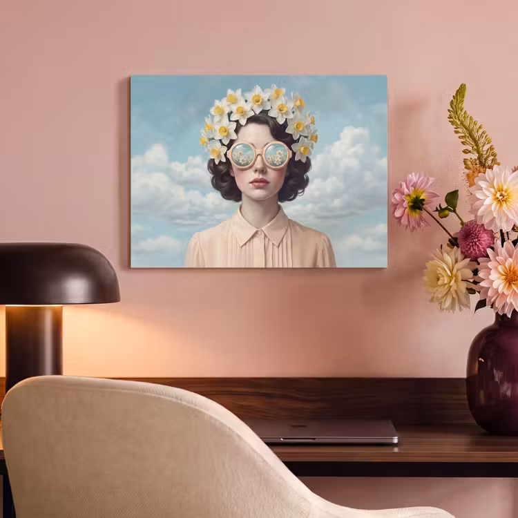 Akoestisch schilderij - Vrouw - Narcissen - Geel — 4