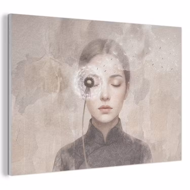 Akoestisch schilderij - Vrouw - Sereen - Grijs — 1
