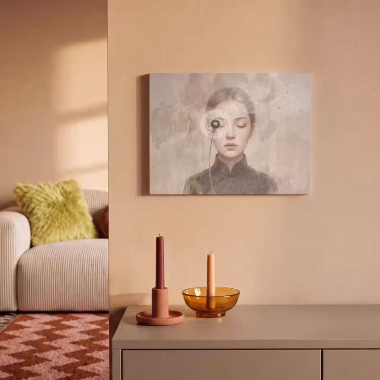 Akoestisch schilderij - Vrouw - Sereen - Grijs — 2