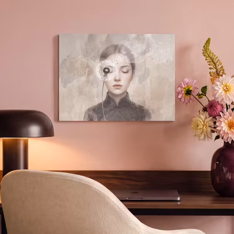 Akoestisch schilderij - Vrouw - Sereen - Grijs — 4