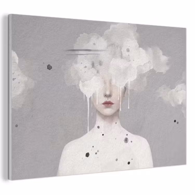 Akoestisch schilderij - Vrouw - Wolk - Grijs — 1