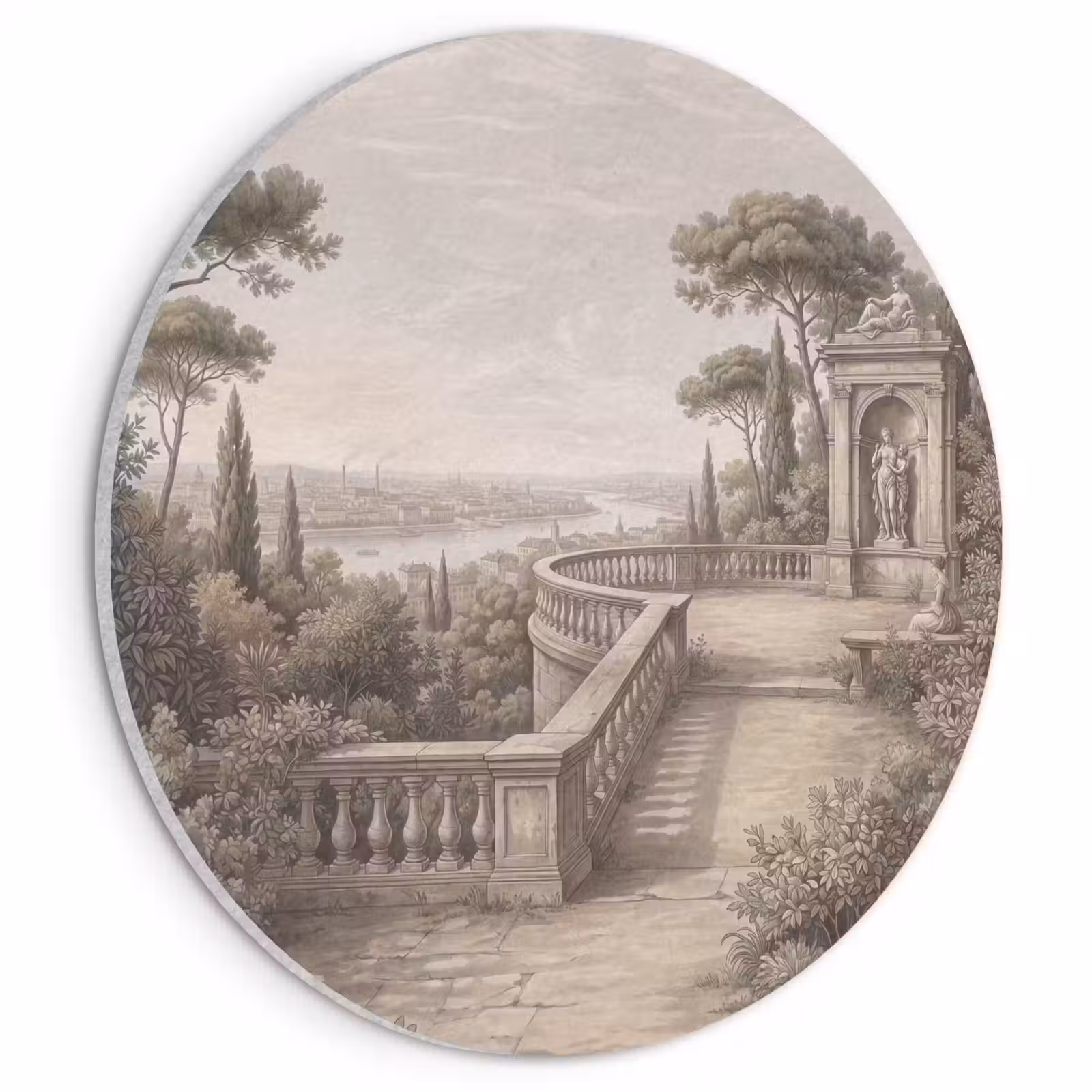 Akoestisch schilderij rond - Terras - Stad - Uitzicht - Rivier — 1