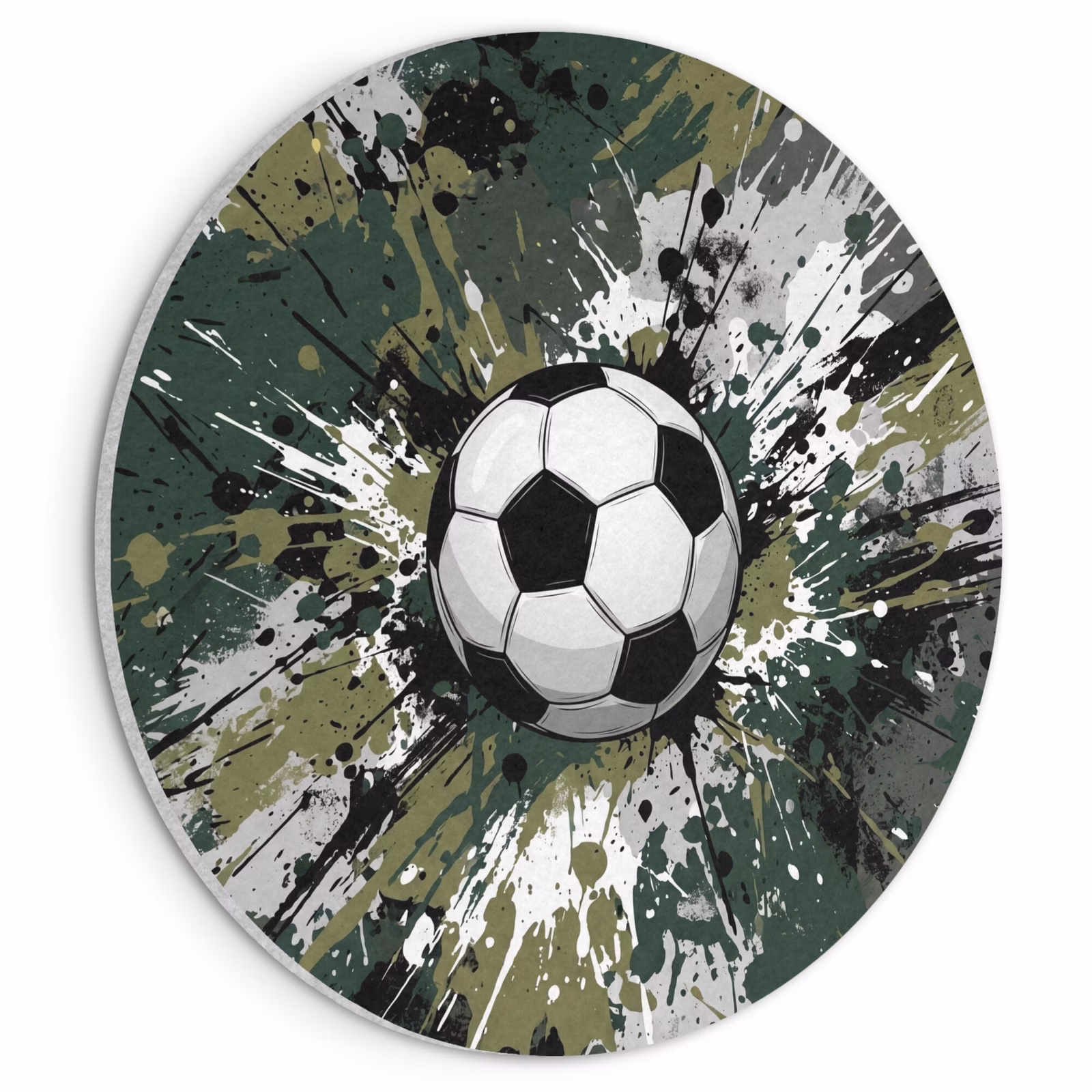 Akoestisch schilderij rond - Voetbal - Verf - Spetters - Groen — 1