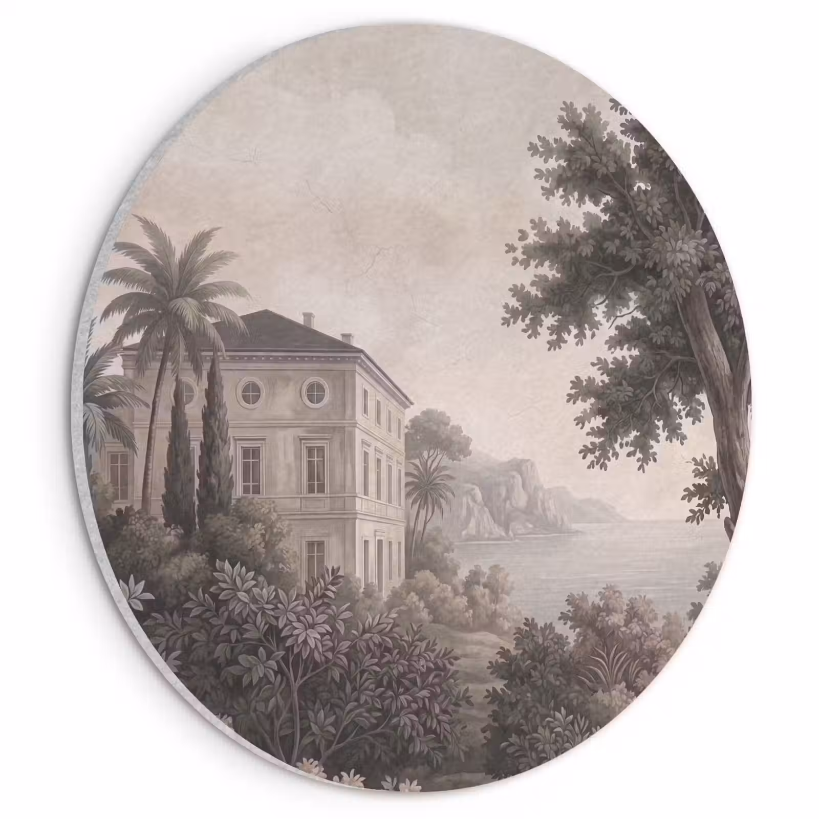 Akoestisch schilderij rond - Zee - Villa - Beige — 1