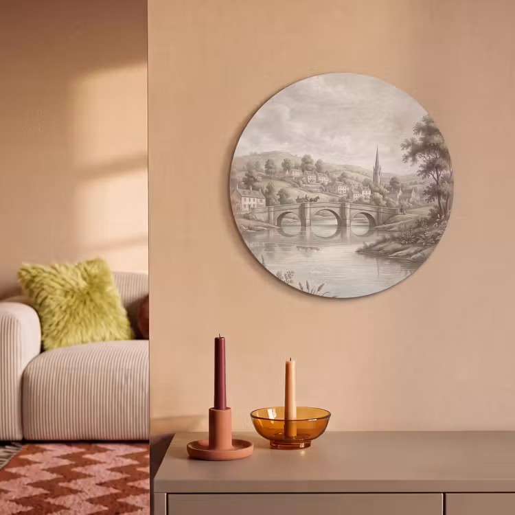 Akoestisch schilderij rond - Dorp - Brug - Uitzicht - Groen — 3