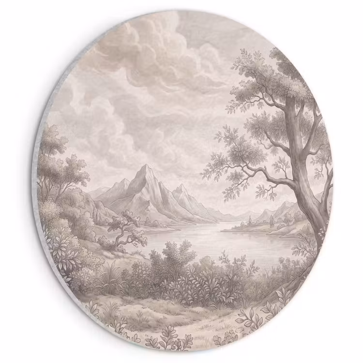 Akoestisch schilderij rond - Landschap - Bergen - Meer - Natuur — 1