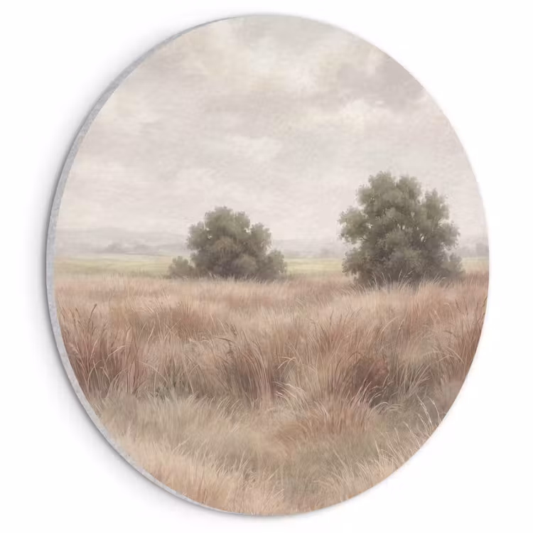 Akoestisch schilderij rond - Landschap - Minimalistisch - Beige — 1
