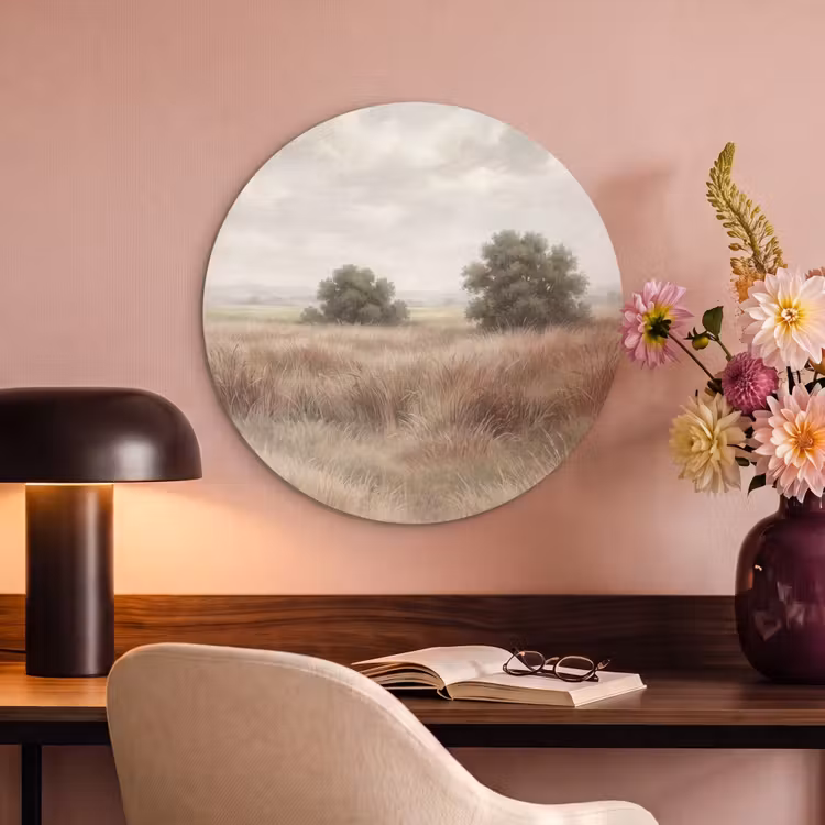 Akoestisch schilderij rond - Landschap - Minimalistisch - Beige — 2