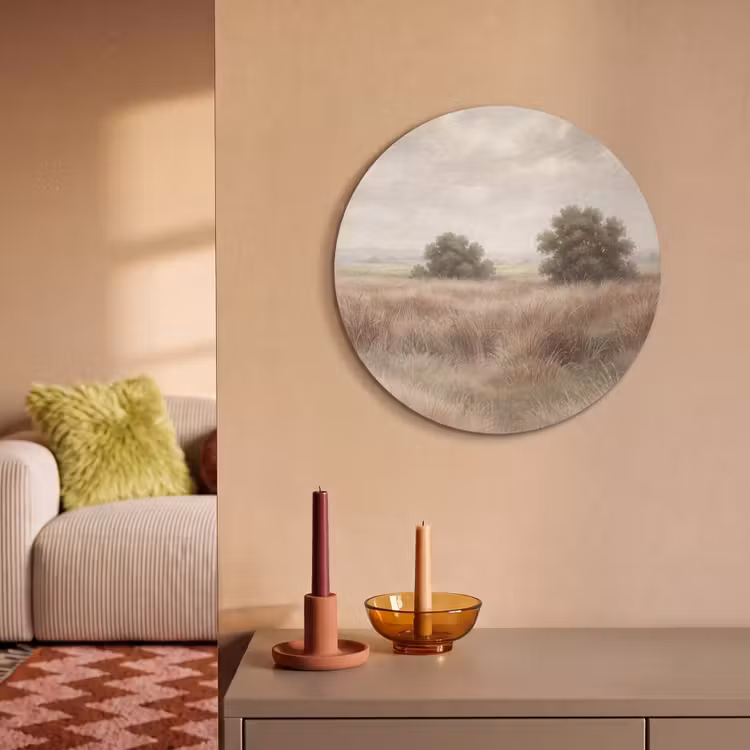 Akoestisch schilderij rond - Landschap - Minimalistisch - Beige — 3