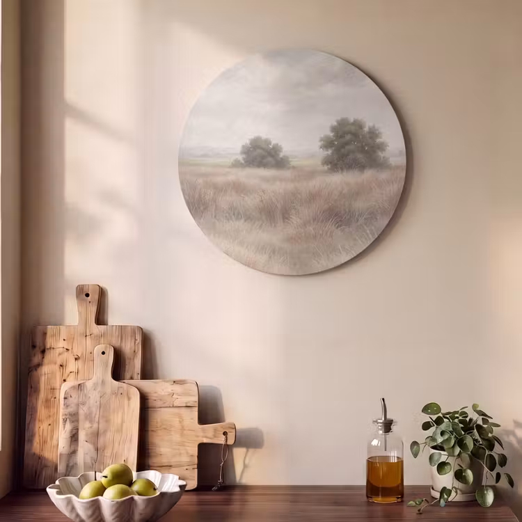 Akoestisch schilderij rond - Landschap - Minimalistisch - Beige — 4