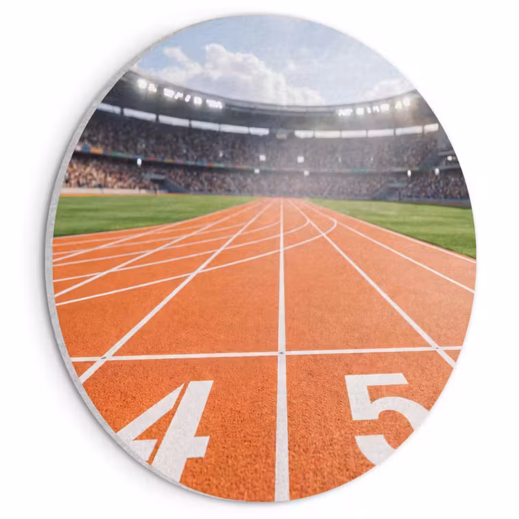 Akoestisch schilderij rond - Sintelbaan - Stadion - Sport -Oranje — 1