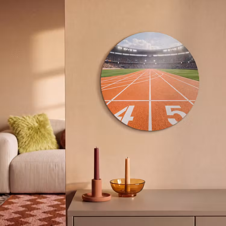 Akoestisch schilderij rond - Sintelbaan - Stadion - Sport -Oranje — 3